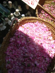 A basket of rose petals and bottles of rosewater, Fes, 2008.